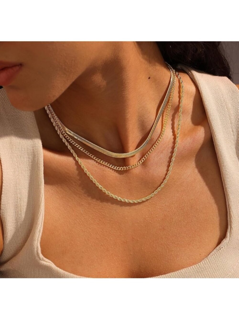 Trendy Layered Chain Gold Necklace